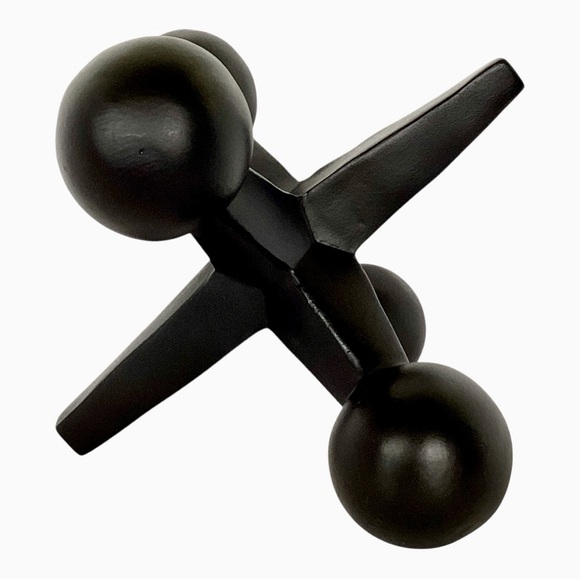 3D Jacks Sculpture Figurine Decor Black Abstract Six Sided Freestanding Design - Picture 3 of 12